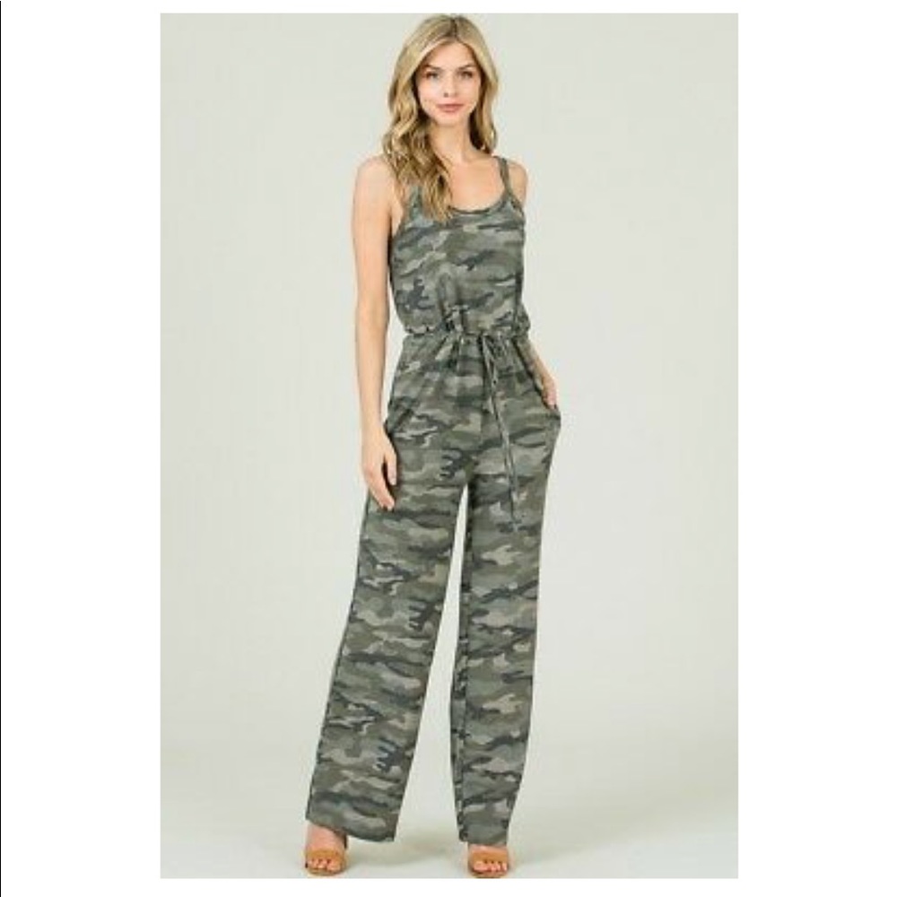 Nadia Camouflage Flared-Leg Jumpsuit